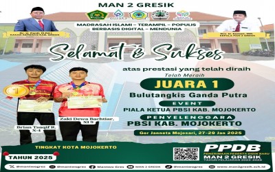 Brian Tsaqif dan Zaki Dewa Bachtiar Juara 1 Ganda Putra di Piala Ketua PBSI Mojokerto