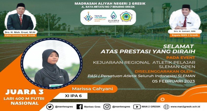 MARISA! ATLET MAN 2 GRESIK JUARA LARI 400 M SLEMAN OPEN NASIONAL