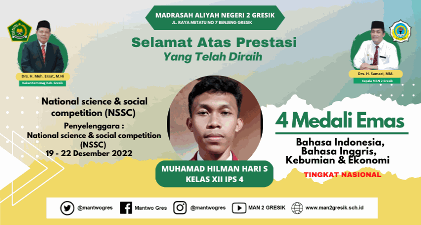 INI DIAH, MUHAMMAD HILMAN PERAIH EMPAT MEDALI EMAS NATIONAL SCIENCE AND SOCIAL COMPETITION