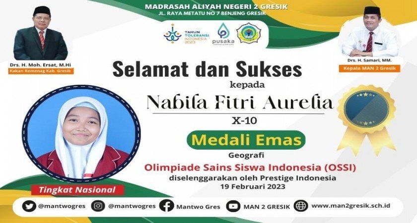 SMART! NABILA DARI MAN 2 GRESIK  SABET MEDALI EMAS OLIMPIADE MATEMATIKA NASIONAL
