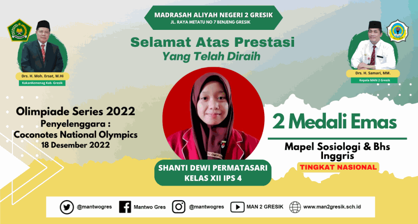 2 MEDALI EMAS DIRAIH SHANTI PADA OLIMPIADE SERIES 2022