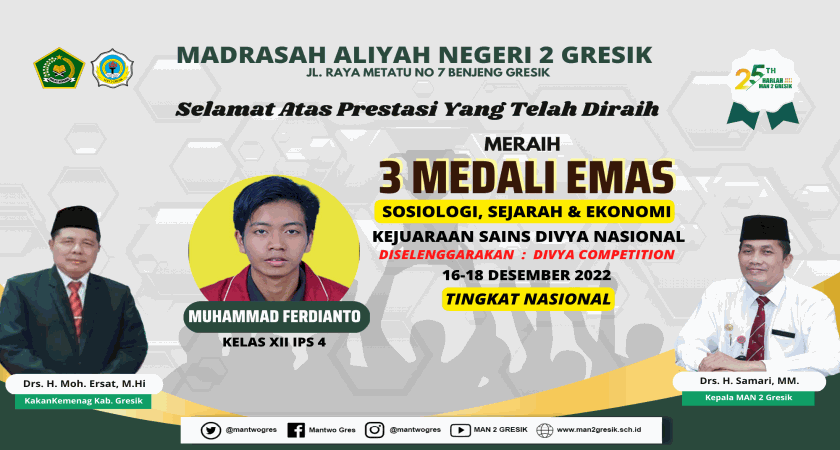 SABET TIGA MEDALI EMAS, FERDIANTO SANG JAWARA DARI MAN 2 GRESIK
