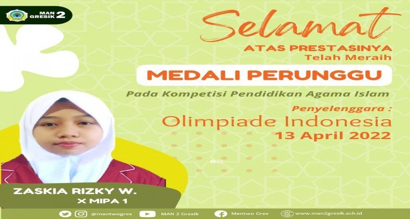 ZAZKIA RAIH MEDALI PERUNGGU BAHASA INGGRIS NEO 2022 TINGKAT NASIONAL