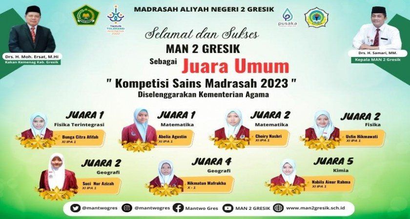 MAN 2 Gresik Raih Prestasi Gemilang sebagai Juara Umum KSM Tingkat Kabupaten Gresik 2023