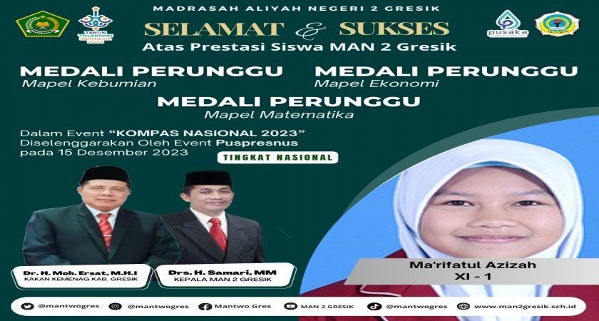 Prestasi Memukau Ma'rifatul Azizah dari MAN 2 Gresik di KOMPAS NASIONAL 2023