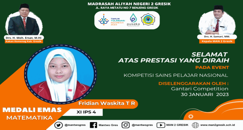 GREAT! SISWI MAN 2 GRESIK SABET MEDALI EMAS OLIMPIADE MATEMATIKA NASIONAL