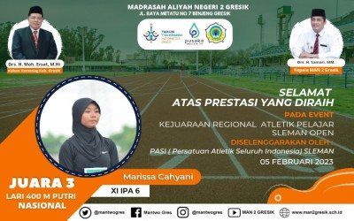 MARISA! ATLET MAN 2 GRESIK JUARA LARI 400 M SLEMAN OPEN NASIONAL