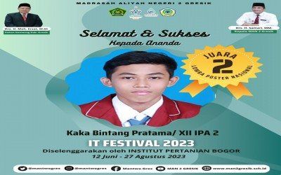 Kaka Bintang Pratama dari MAN 2 Gresik Meraih Juara 2 Lomba Poster Nasional di IPB