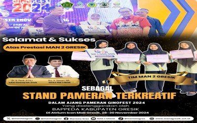 Tim GINOFEST yang Merupakan Siswa MAN 2 Gresik Sabet Juara Kategori Stand Terkreatif
