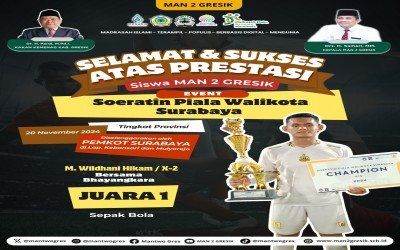 Muhammad Wildhani Hikam Siswa MAN 2 Gresik Raih Juara 1 Sepak Bola di Piala Soeratin Askot Surabaya