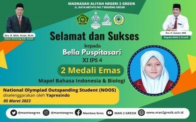BELLA, SISWI MAN 2 GRESIK YANG RAIH 2 MEDALI EMAS SEKALIGUS
