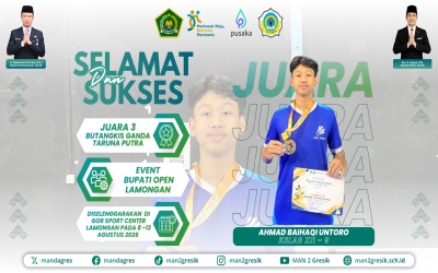 Smash Tajam di Lamongan! Ahmad Baihaqi Amankan Juara 3 Ganda Taruna Putra Bupati Open 2026