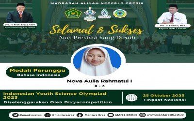 "Nova Aulia Rahmatul I dari MAN 2 Gresik Meraih Medali Perunggu dalam Indonesian Youth Science Olympiad 2023"