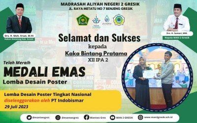 Siswa MAN 2 Gresik Terus Menorehkan Prestasi Gemilang: Kaka Bintang Pratama Juara 3 Lomba Desain Poster