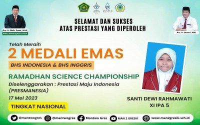 RAIH DUA MEDALI EMAS SEKALIGUS, SANTI BUAT BANGGA MAN 2 GRESIK