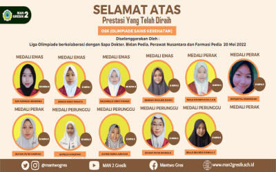 SUSKES DALAM OLIMPIADE SAINS KESEHATAN, 11 SISWA MAN 2 GRESIK BERHASIL RAIH MEDALI