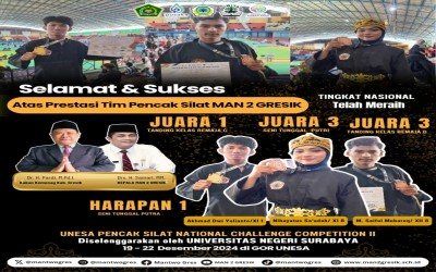 Para Pesilat Tangguh MAN 2 Gresik Raih Prestasi Membanggakan Di Ajang Unesa Pencak Silat National Challenge Competition II