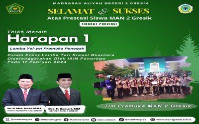 Tim Pramuka MAN 2 Gresik Raih Prestasi Gemilang sebagai Juara 1 Lomba Yel-Yel Pramuka Penegak IAIN Ponorogo